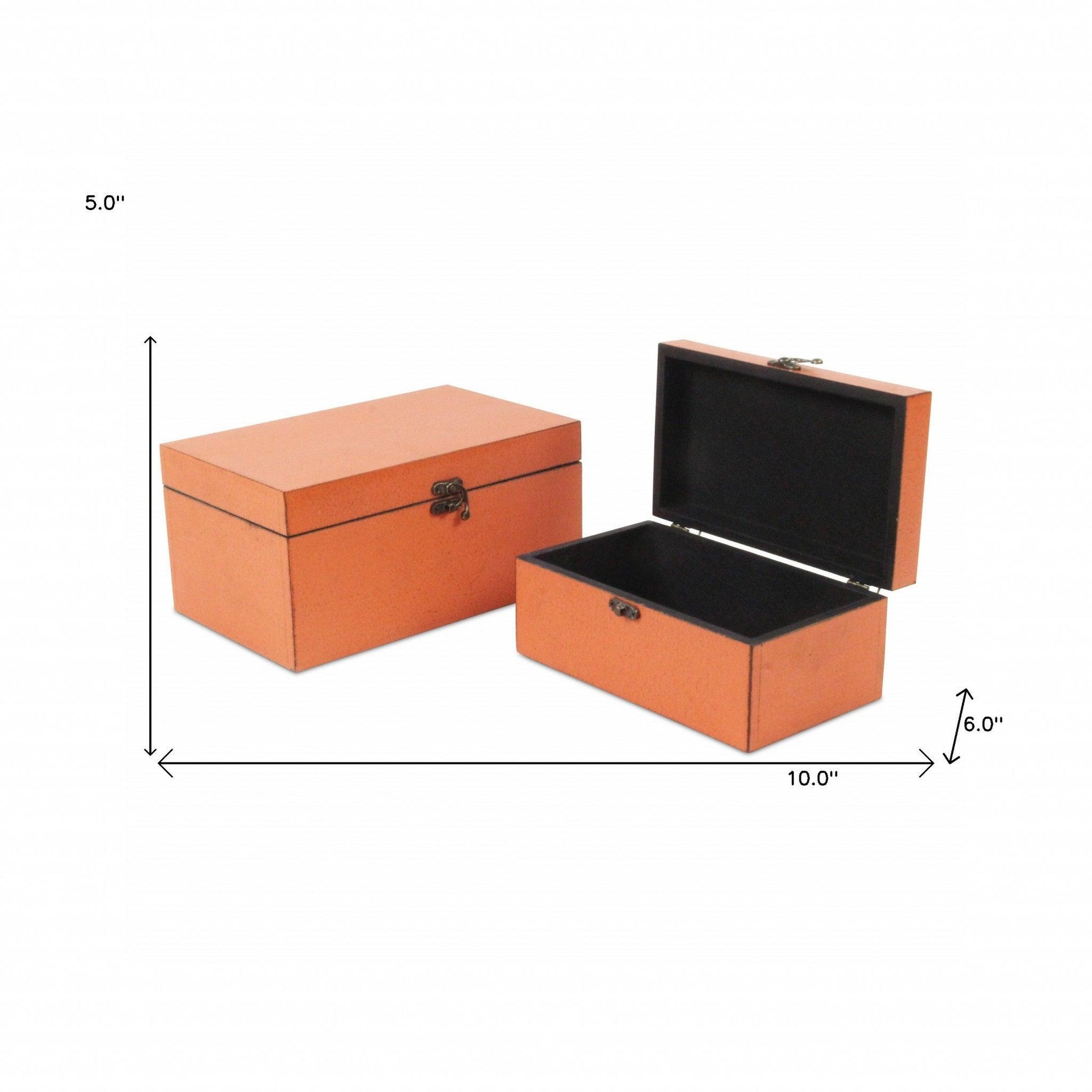 Set of Two Coral Wooden Storage Boxes - AFS