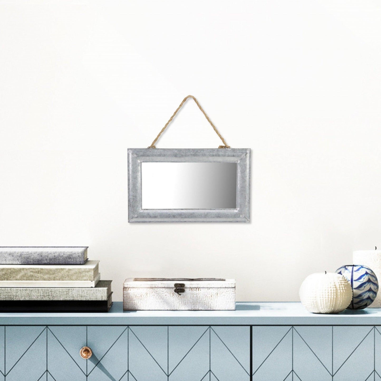 Galvanized Metal Hanging Mirror - AFS