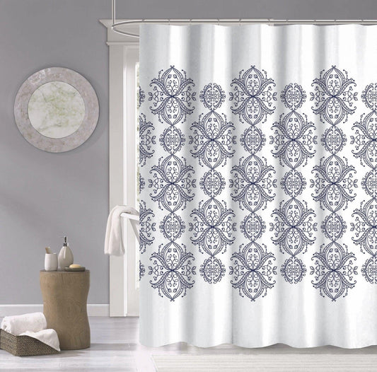 Navy and White Decorative Shower Curtain - AFS