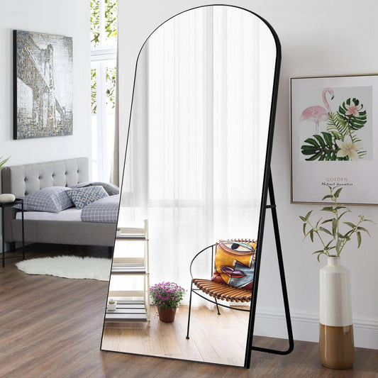 Petite Black Arched Wooden Mirror - AFS