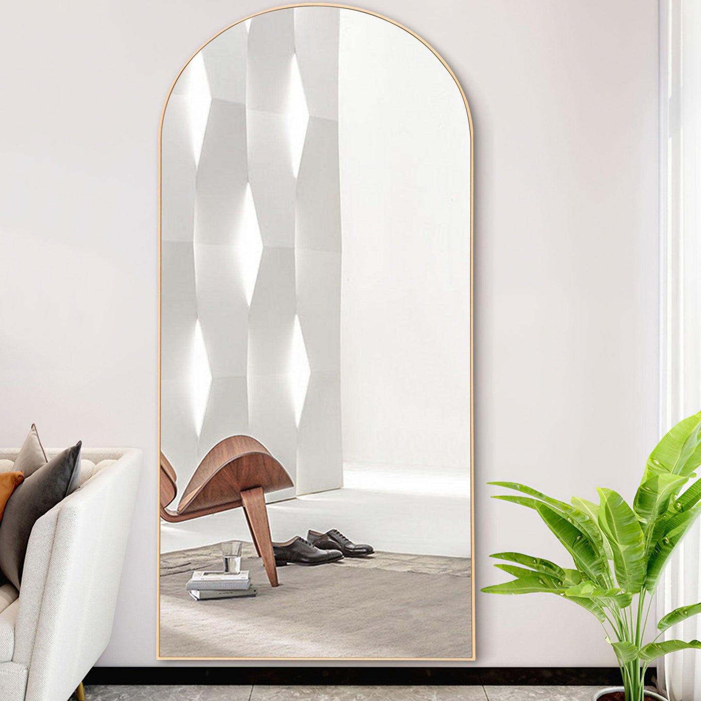 Gold Arched Mirror with Stand - AFS