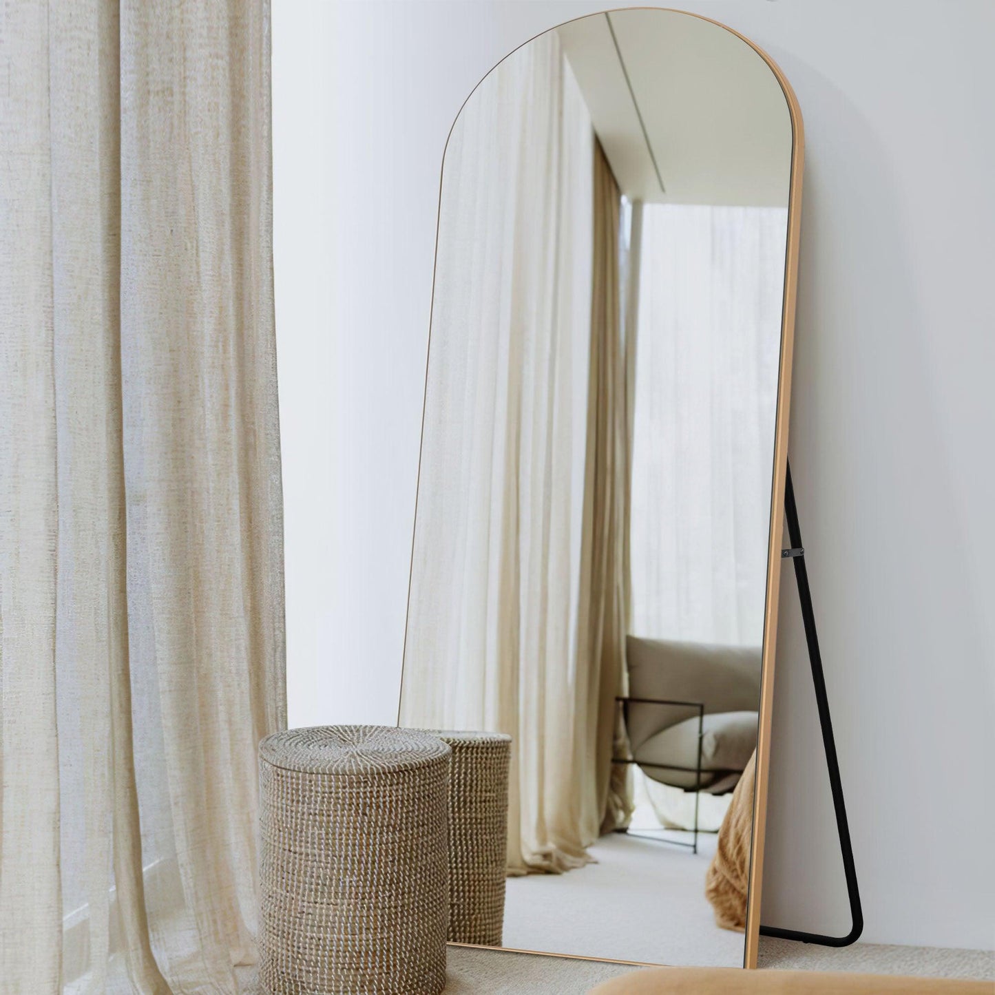 Gold Arched Mirror with Stand - AFS