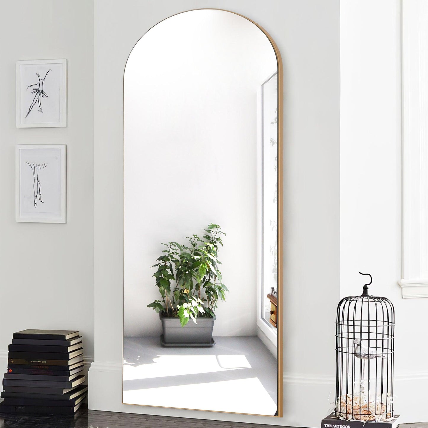 Gold Arched Mirror with Stand - AFS