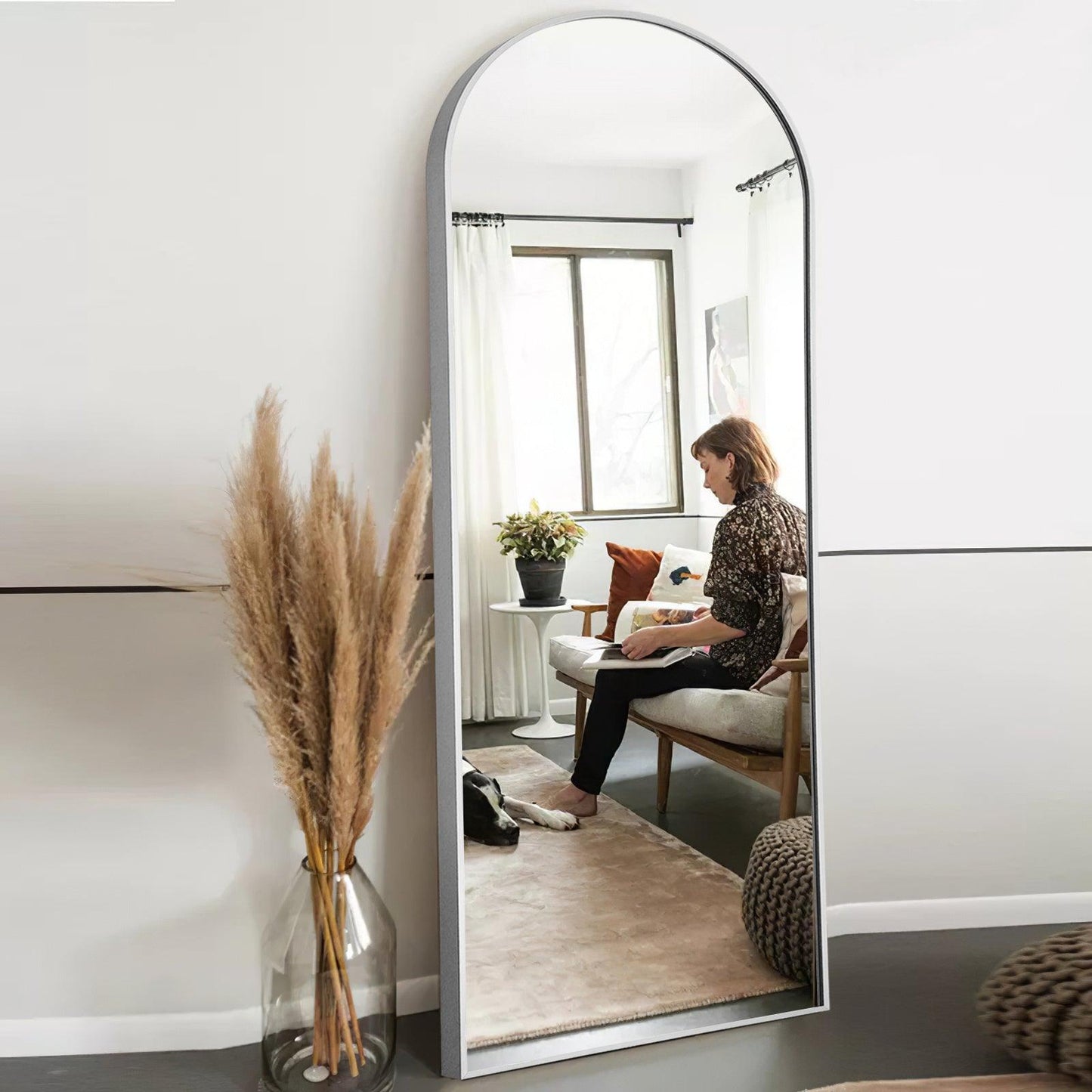 Arched Silver Full-length Standing Mirror - AFS