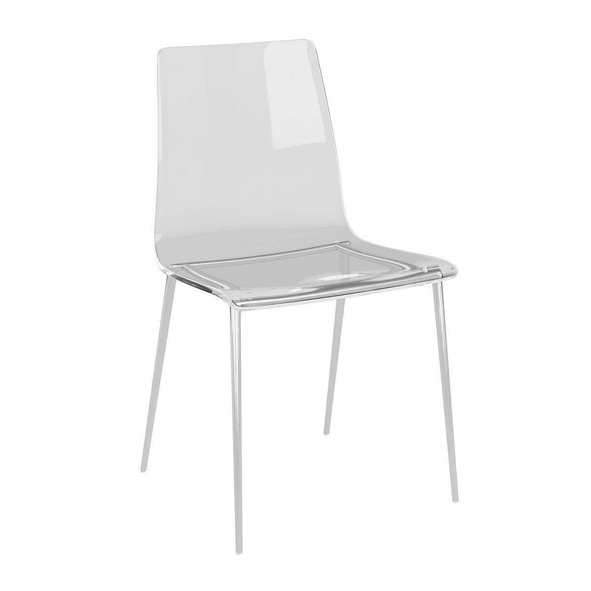 Set of Two Acrylic and Silver Steel Chairs - AFS