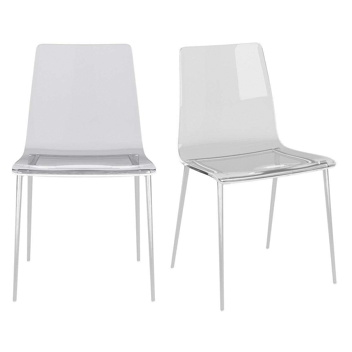 Set of Two Acrylic and Silver Steel Chairs - AFS