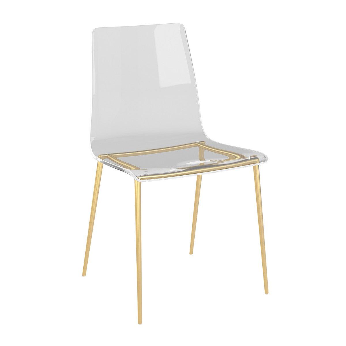 Set of Two Acrylic and Gold Steel Chairs - AFS