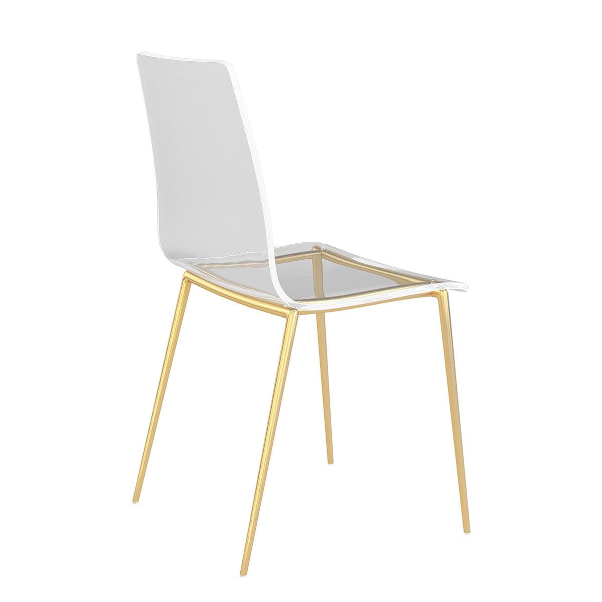 Set of Two Acrylic and Gold Steel Chairs - AFS