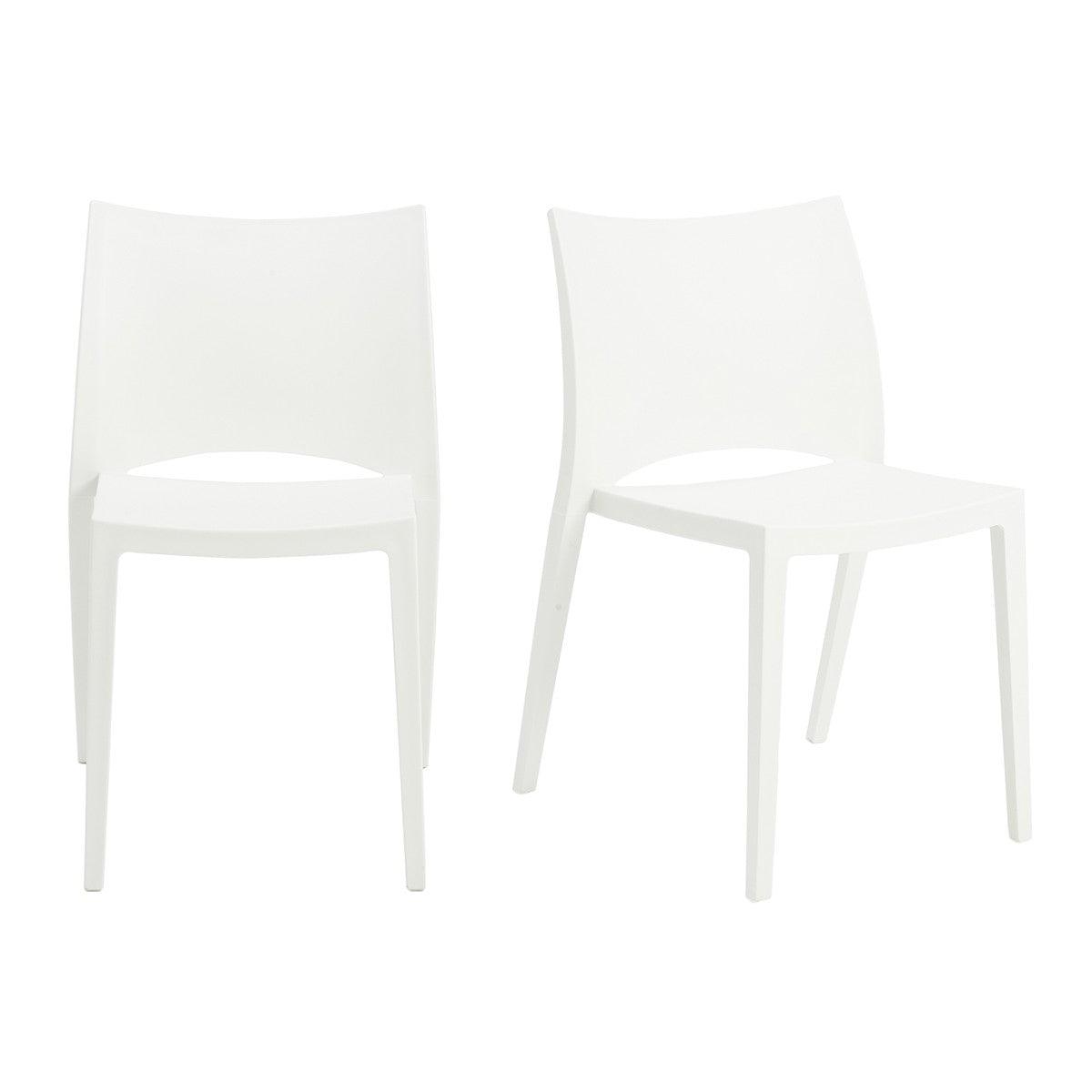 Set of Two White Stacking Indoor or Outdoor Chairs - AFS