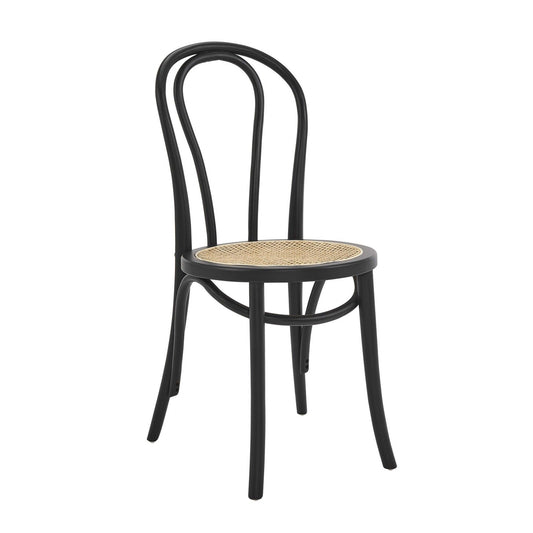 Set of Two Vintage Style Black Cane Dining Chairs - AFS