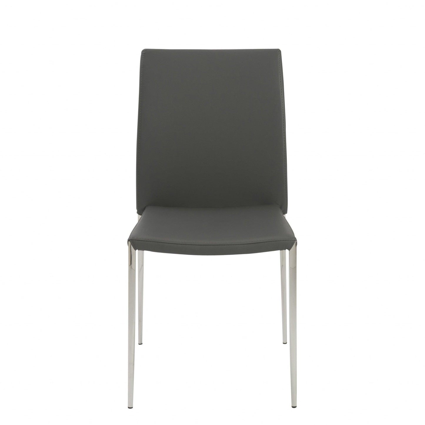 Set of Two Gray Faux Faux Leather Steel Stacking Chairs - AFS