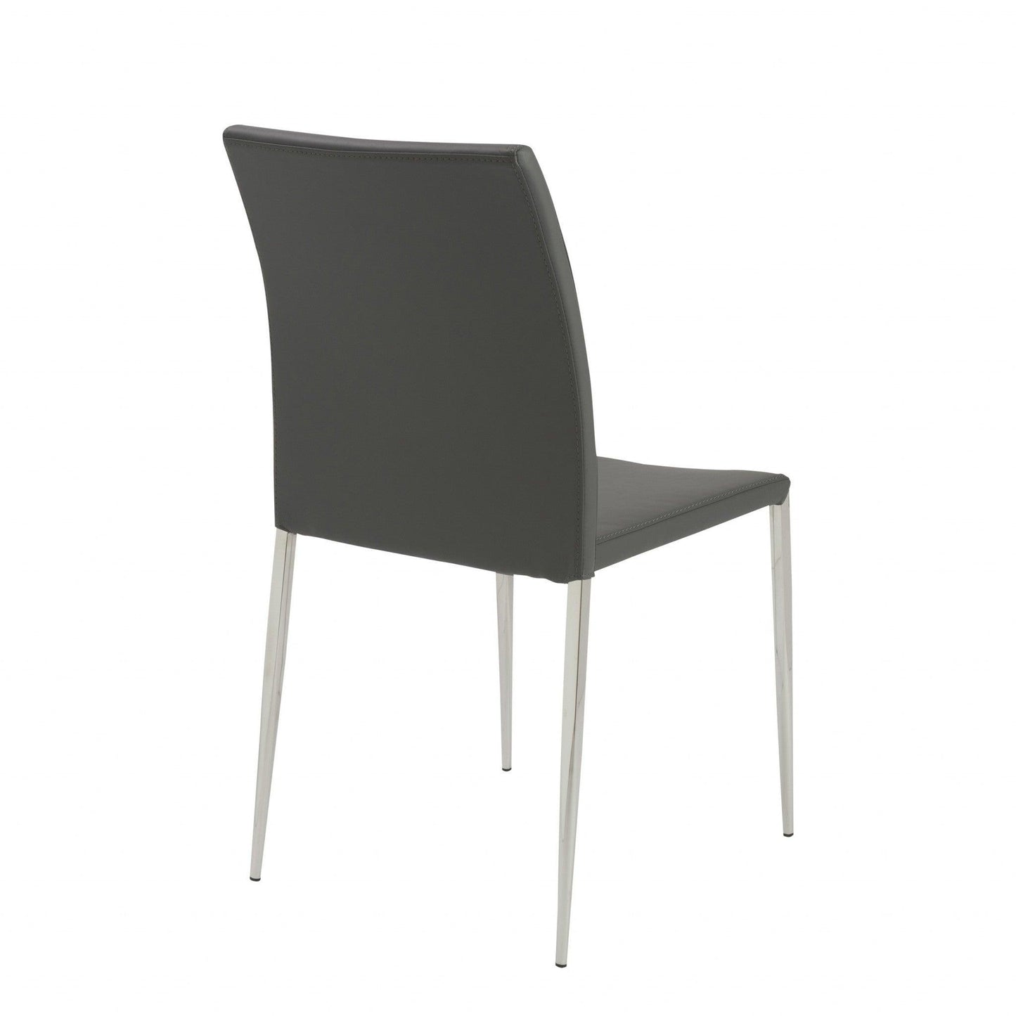 Set of Two Gray Faux Faux Leather Steel Stacking Chairs - AFS