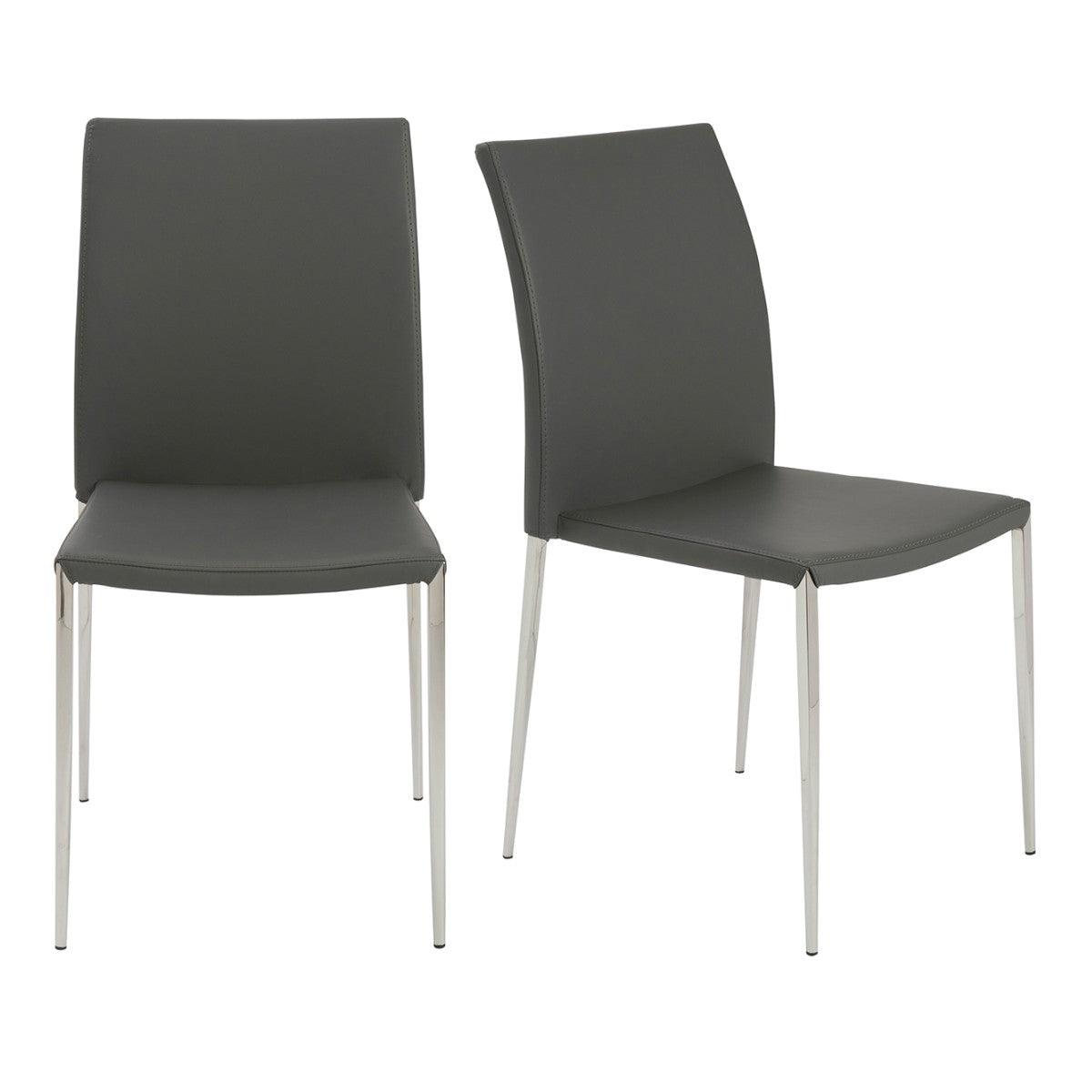 Set of Two Gray Faux Faux Leather Steel Stacking Chairs - AFS