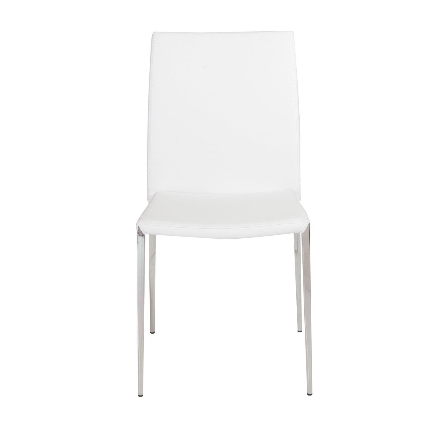 Set of Two White Faux Faux Leather Steel Stacking Chairs - AFS