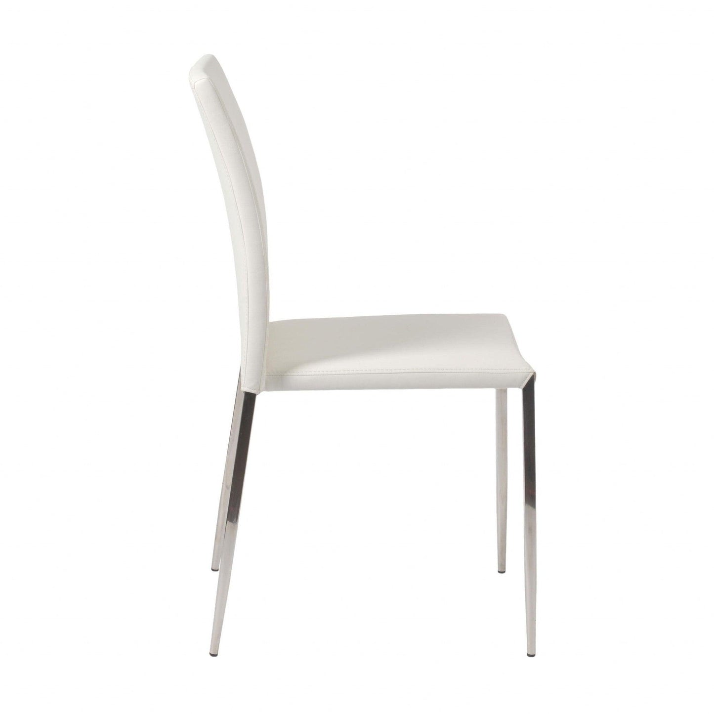 Set of Two White Faux Faux Leather Steel Stacking Chairs - AFS