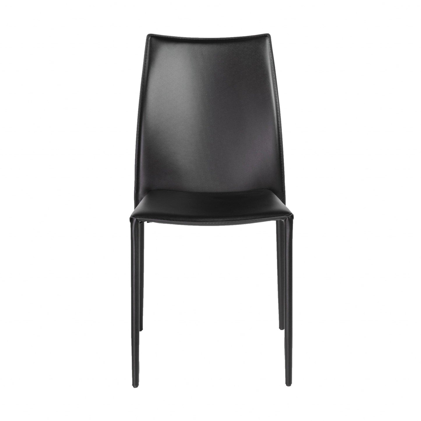 Set of Two Premium All Black Stacking Dining Chairs - AFS