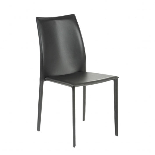 Set of Two Premium All Black Stacking Dining Chairs - AFS