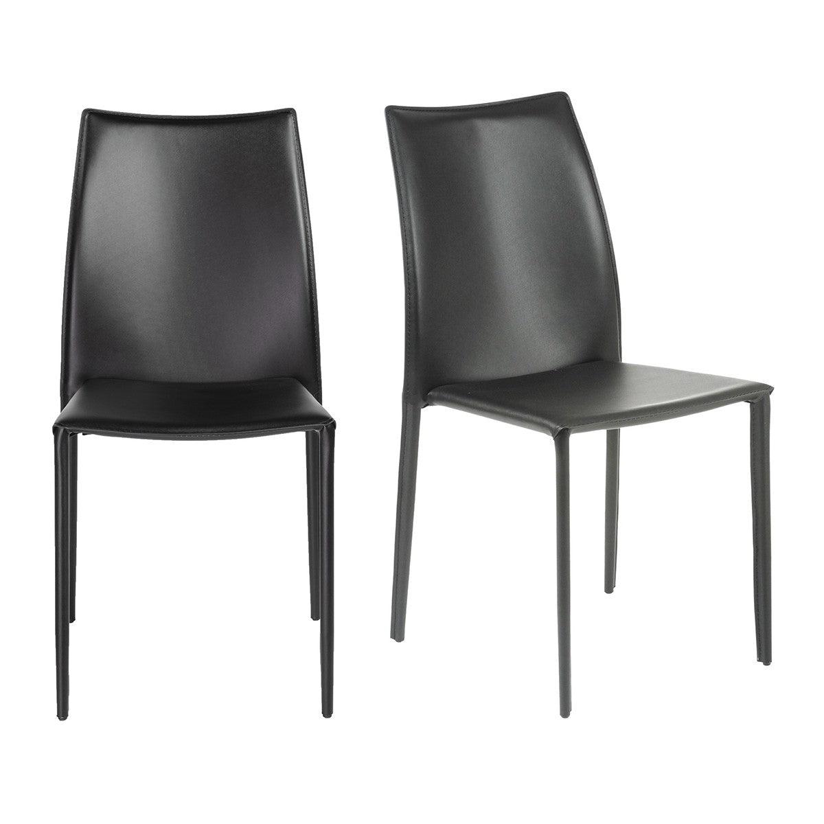 Set of Two Premium All Black Stacking Dining Chairs - AFS