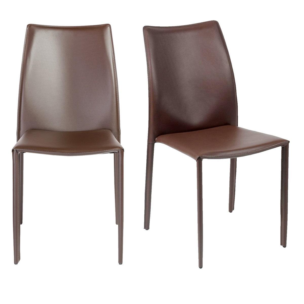 Set of Two All Dark Brown Stacking Chairs - AFS