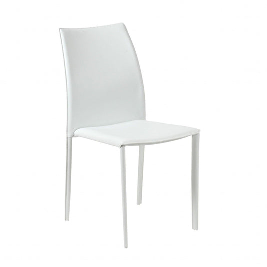 Set of Two Premium All White Stacking Dining Chairs - AFS