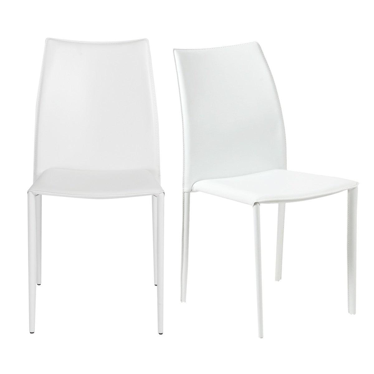 Set of Two Premium All White Stacking Dining Chairs - AFS