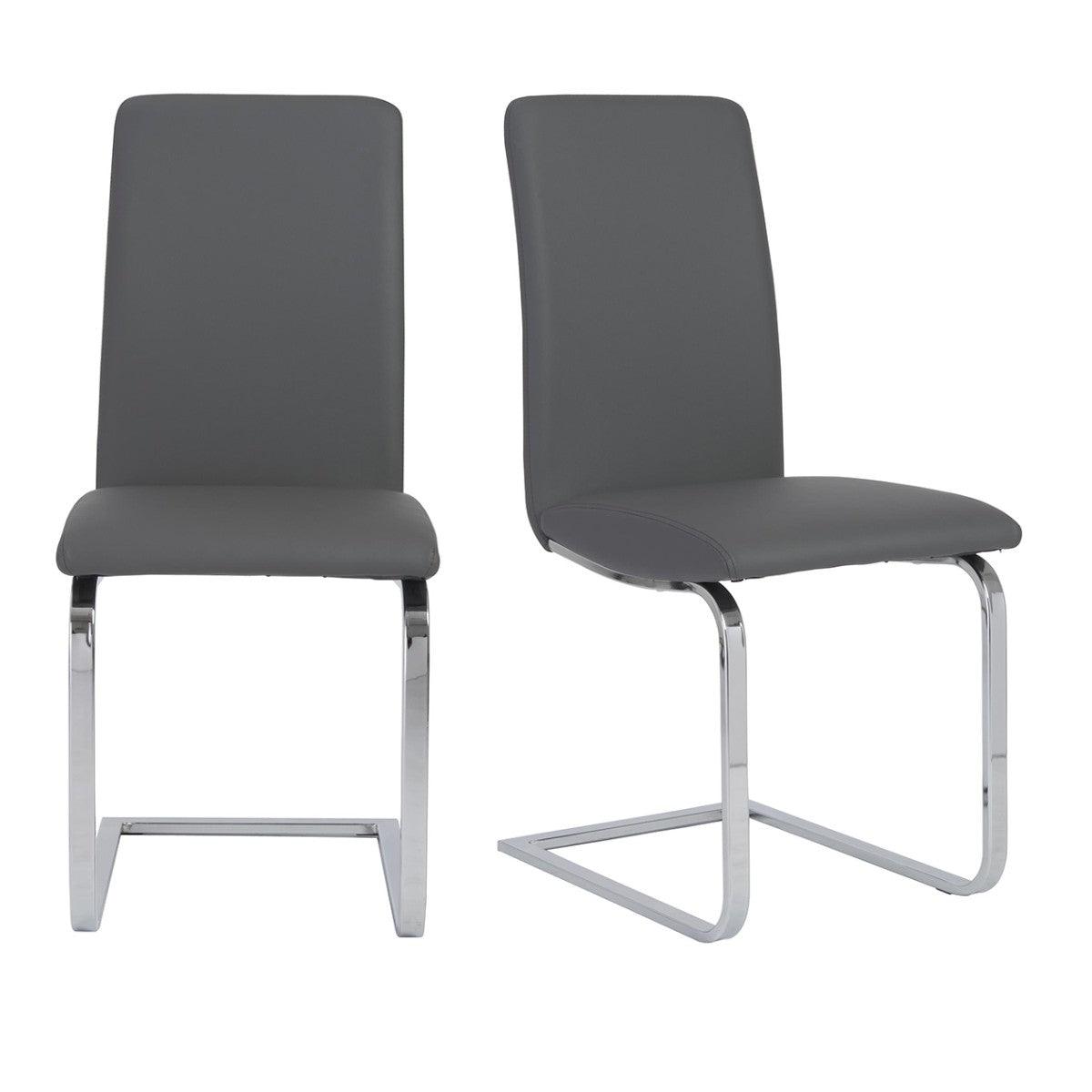 Set of Two Mod Dark Gray and Silver Dining Chairs - AFS