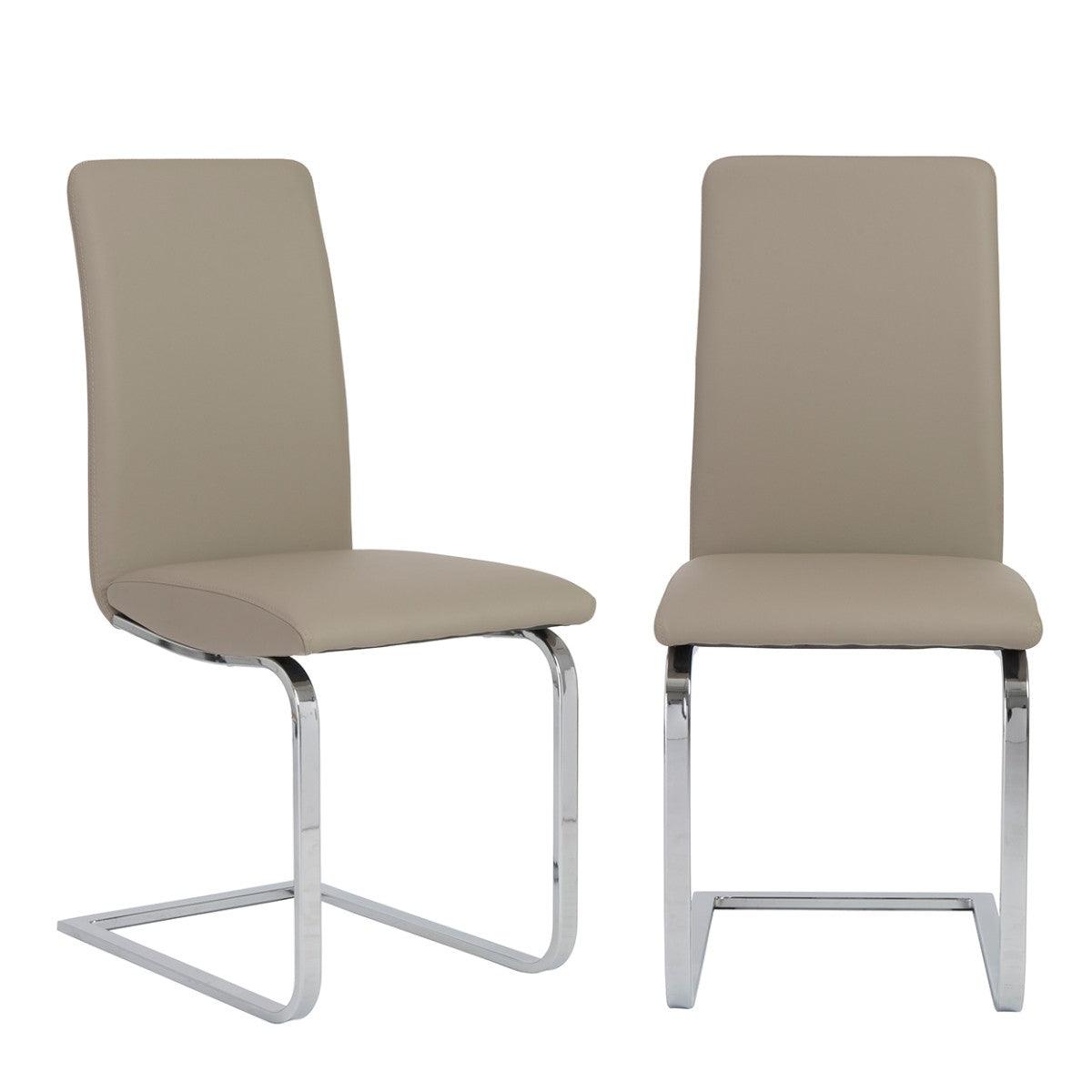 Set of Two Mod Light Gray and Silver Dining Chairs - AFS