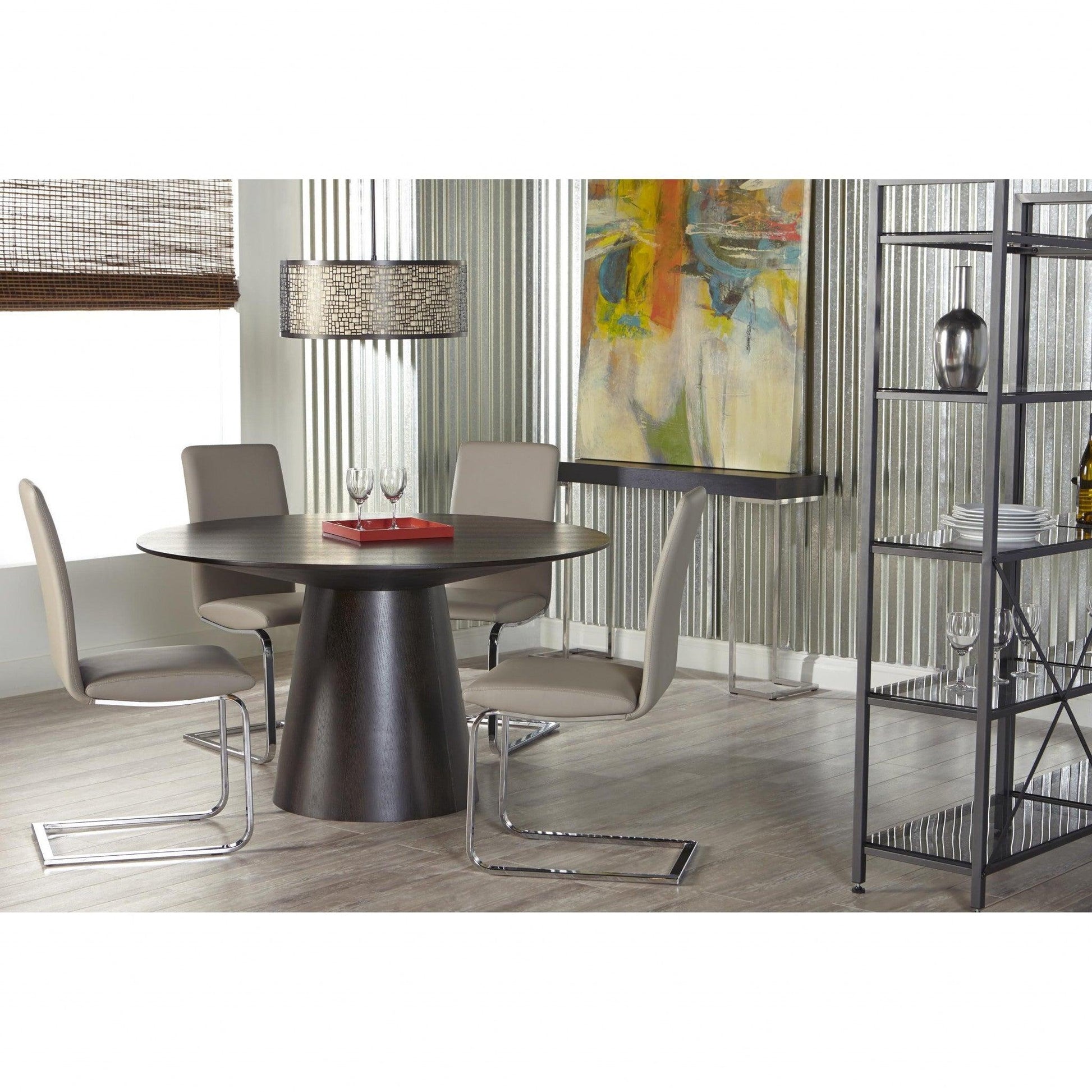 Set of Two Mod Light Gray and Silver Dining Chairs - AFS