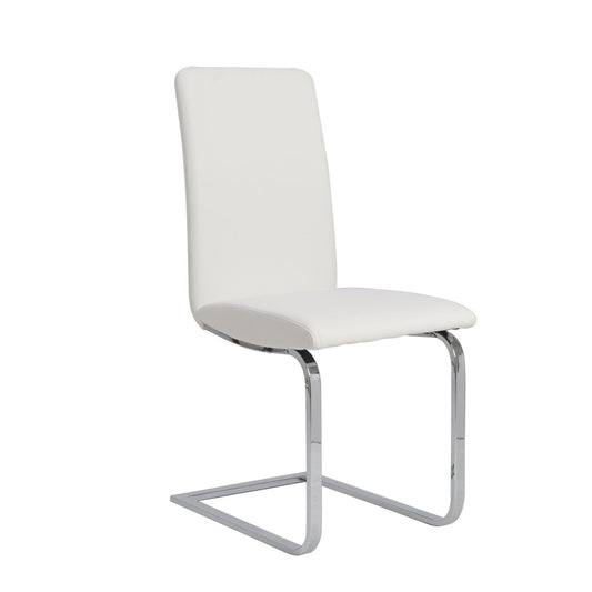 Set of Two Mod White and Silver Dining Chairs - AFS