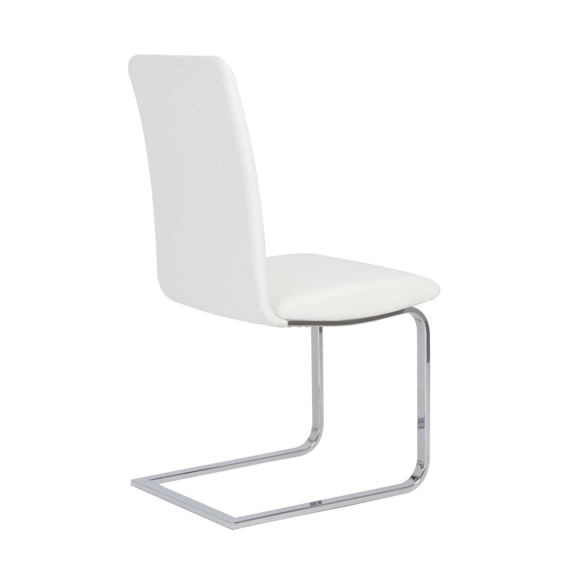 Set of Two Mod White and Silver Dining Chairs - AFS