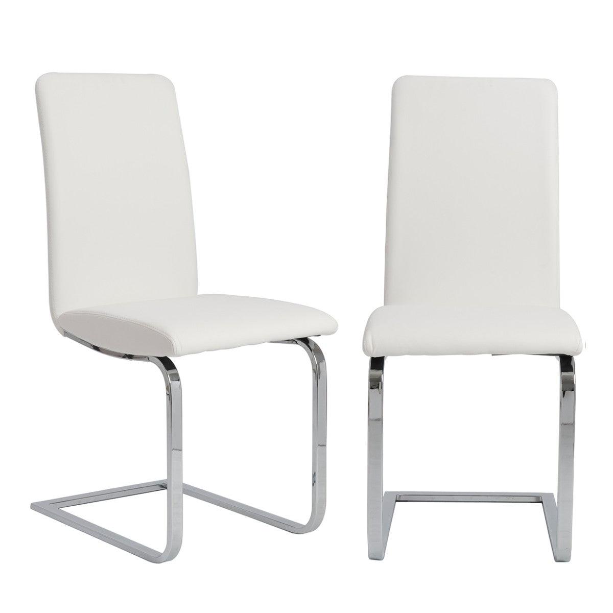 Set of Two Mod White and Silver Dining Chairs - AFS