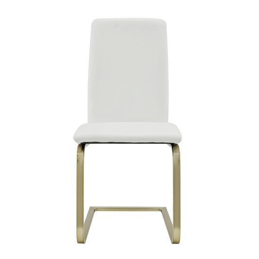 Set of Two Mod White and Gold Dining Chairs - AFS