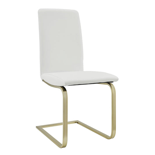 Set of Two Mod White and Gold Dining Chairs - AFS