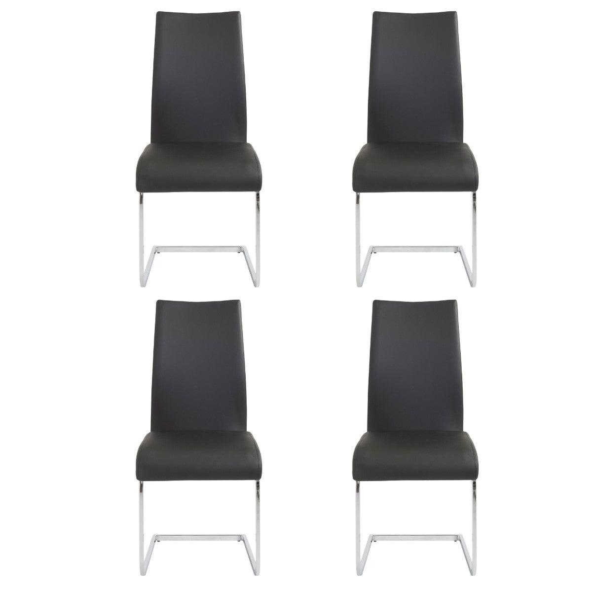 Set of Four Black Faux Faux Leather Long Back Cantilever Chairs - AFS