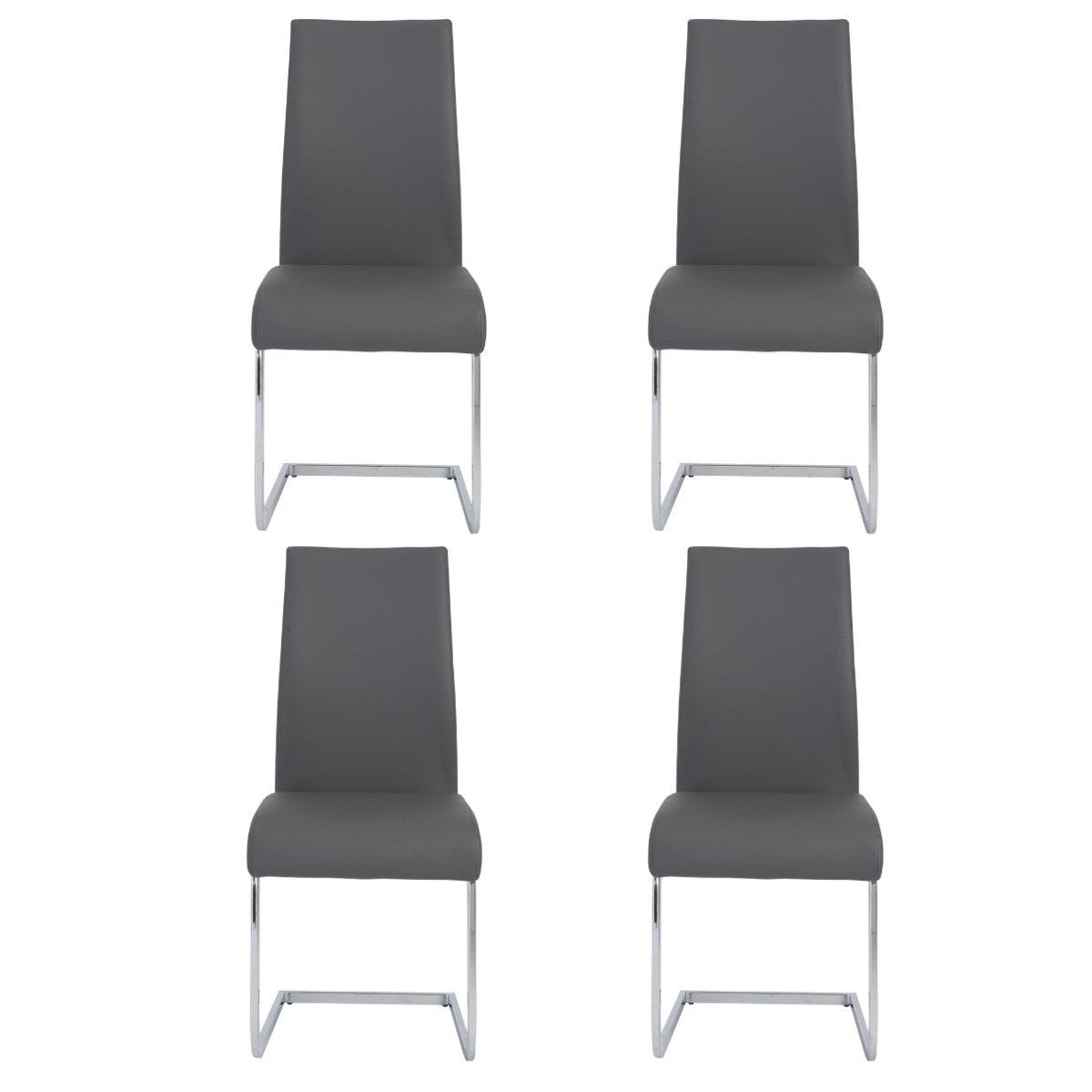 Set of Four Gray Faux Faux Leather Long Back Cantilever Chairs - AFS