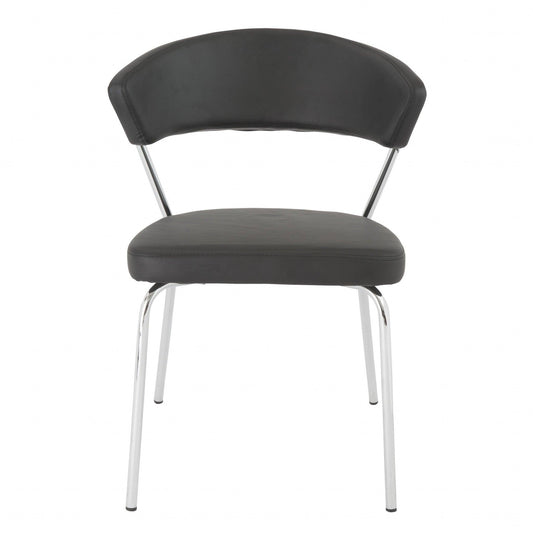 Set of Two Curved Black Chrome Dining Chairs - AFS