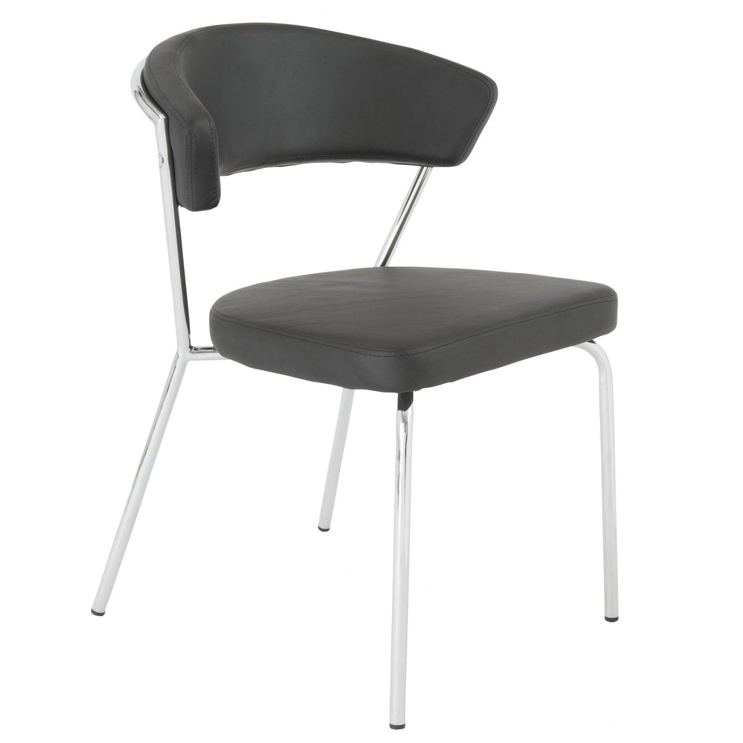 Set of Two Curved Black Chrome Dining Chairs - AFS