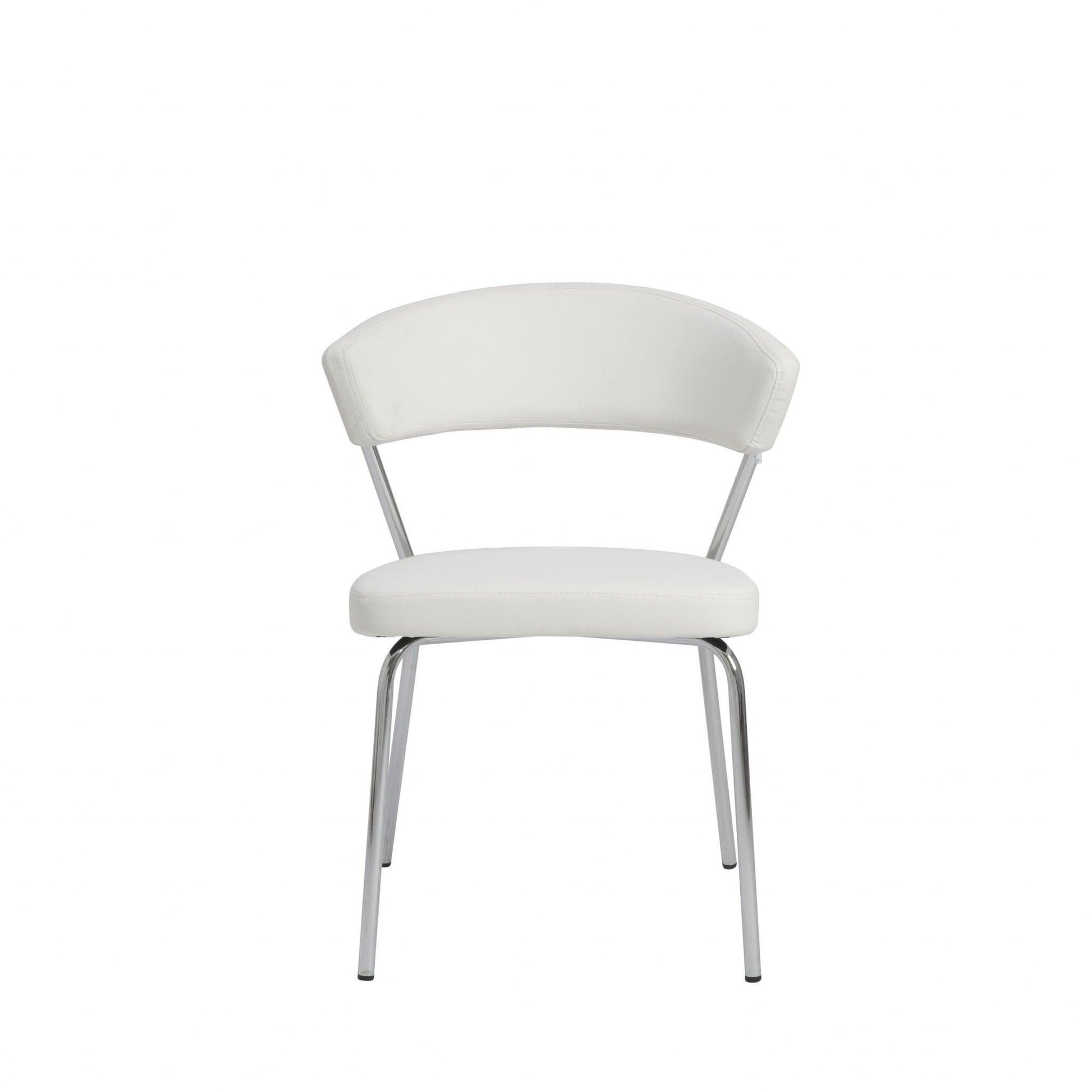 Set of Two Curved White Chrome Dining Chairs - AFS