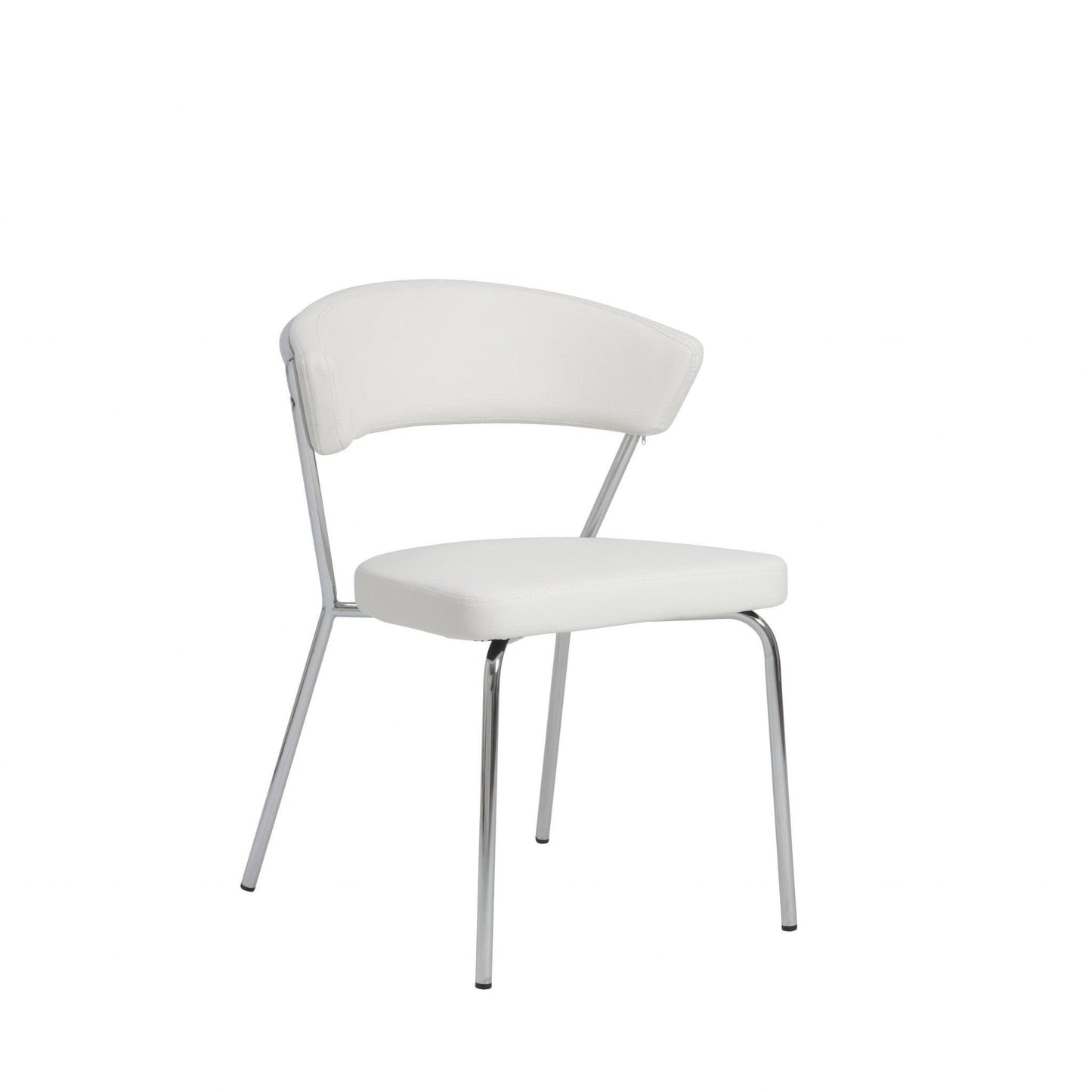 Set of Two Curved White Chrome Dining Chairs - AFS