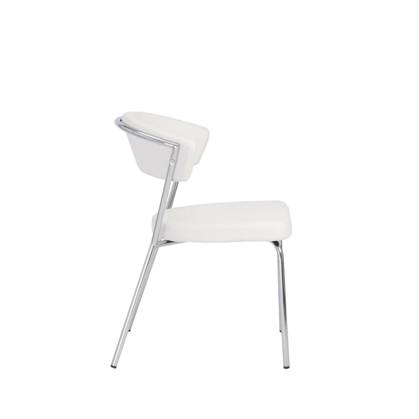 Set of Two Curved White Chrome Dining Chairs - AFS