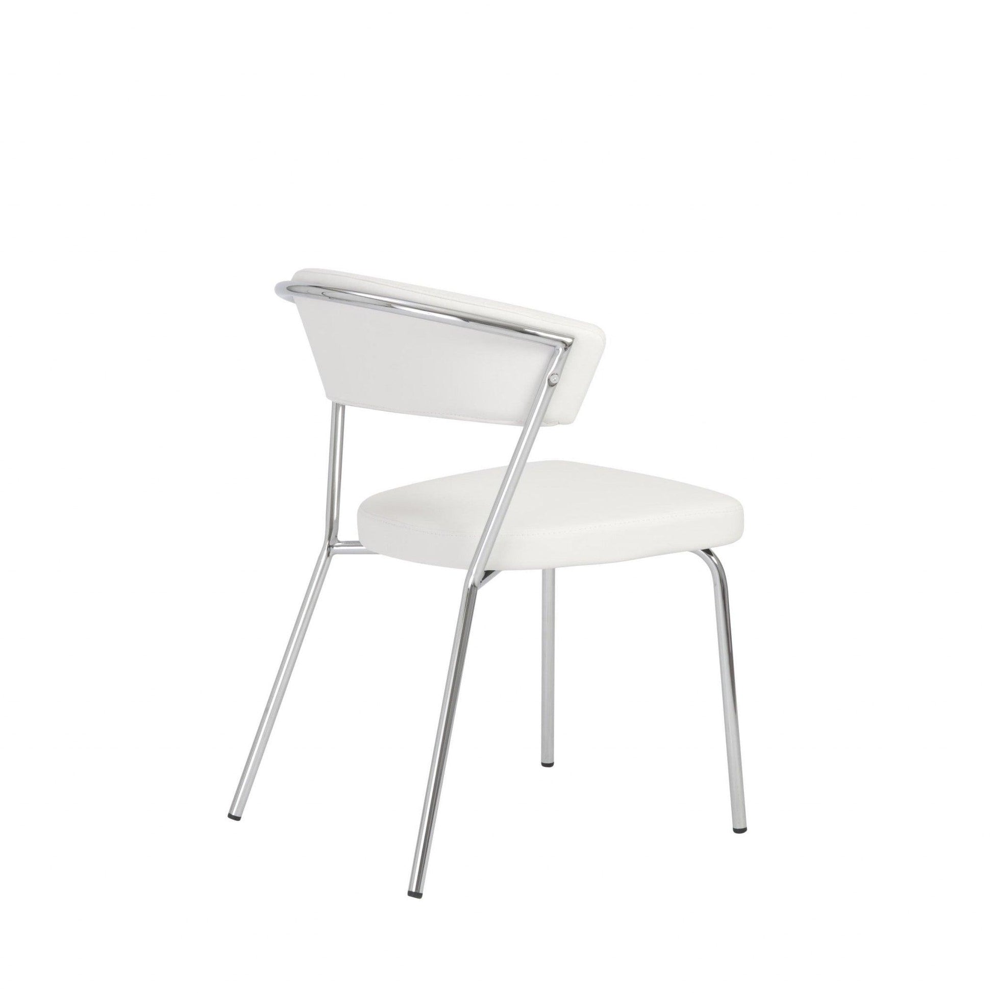 Set of Two Curved White Chrome Dining Chairs - AFS