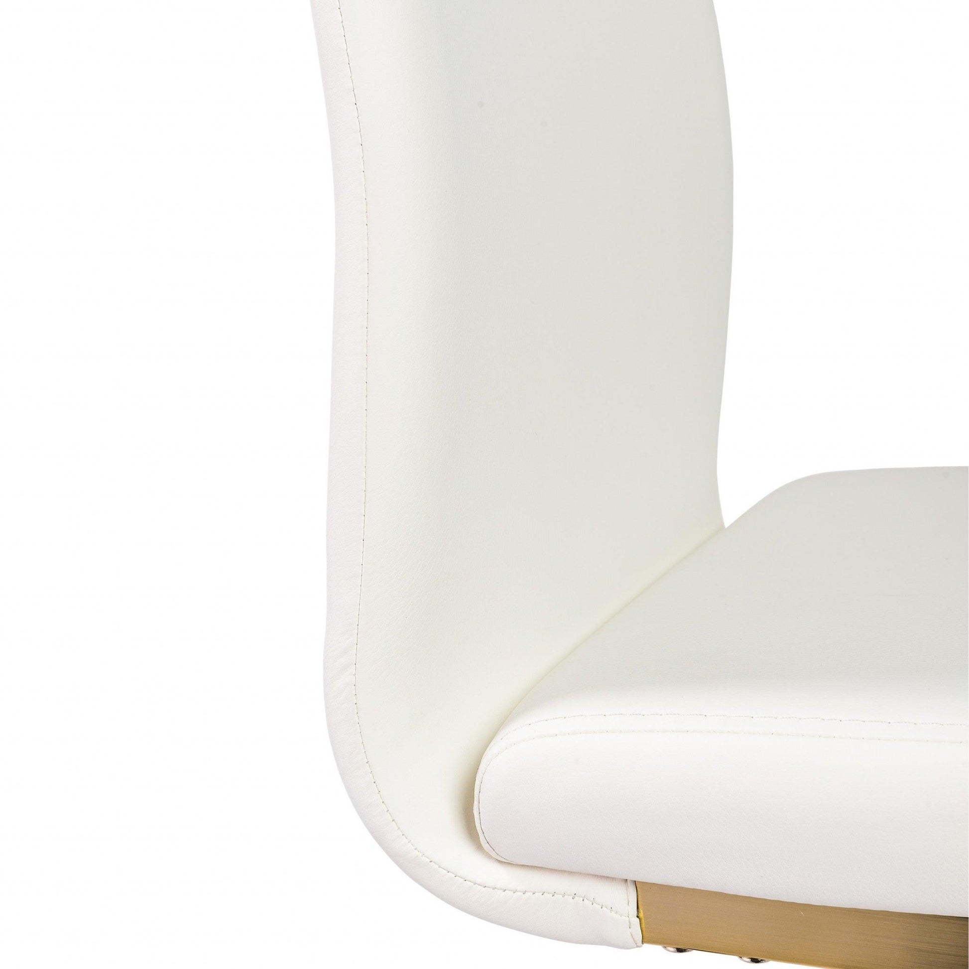 Set of Four White Faux Faux Leather Gold Cantilever Chairs - AFS