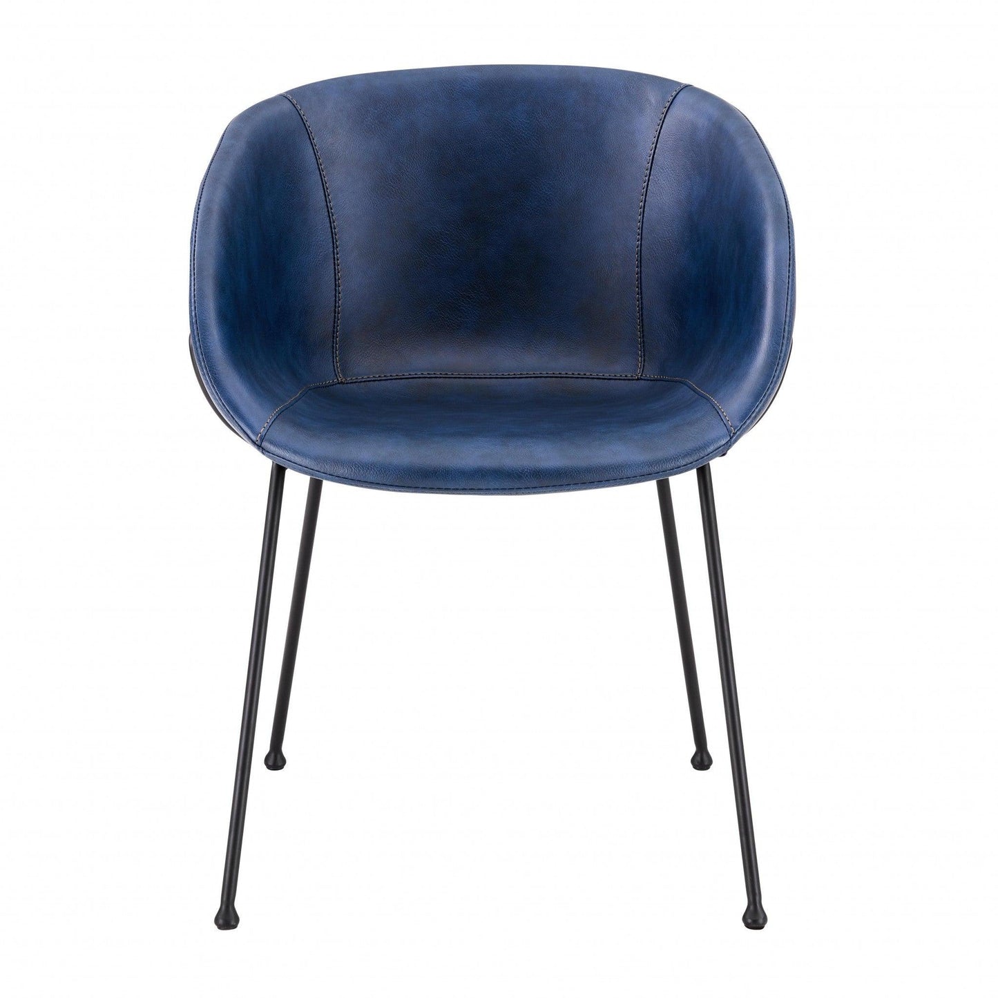 Set of Two Glove Blue Faux Leather and Black Armchairs - AFS