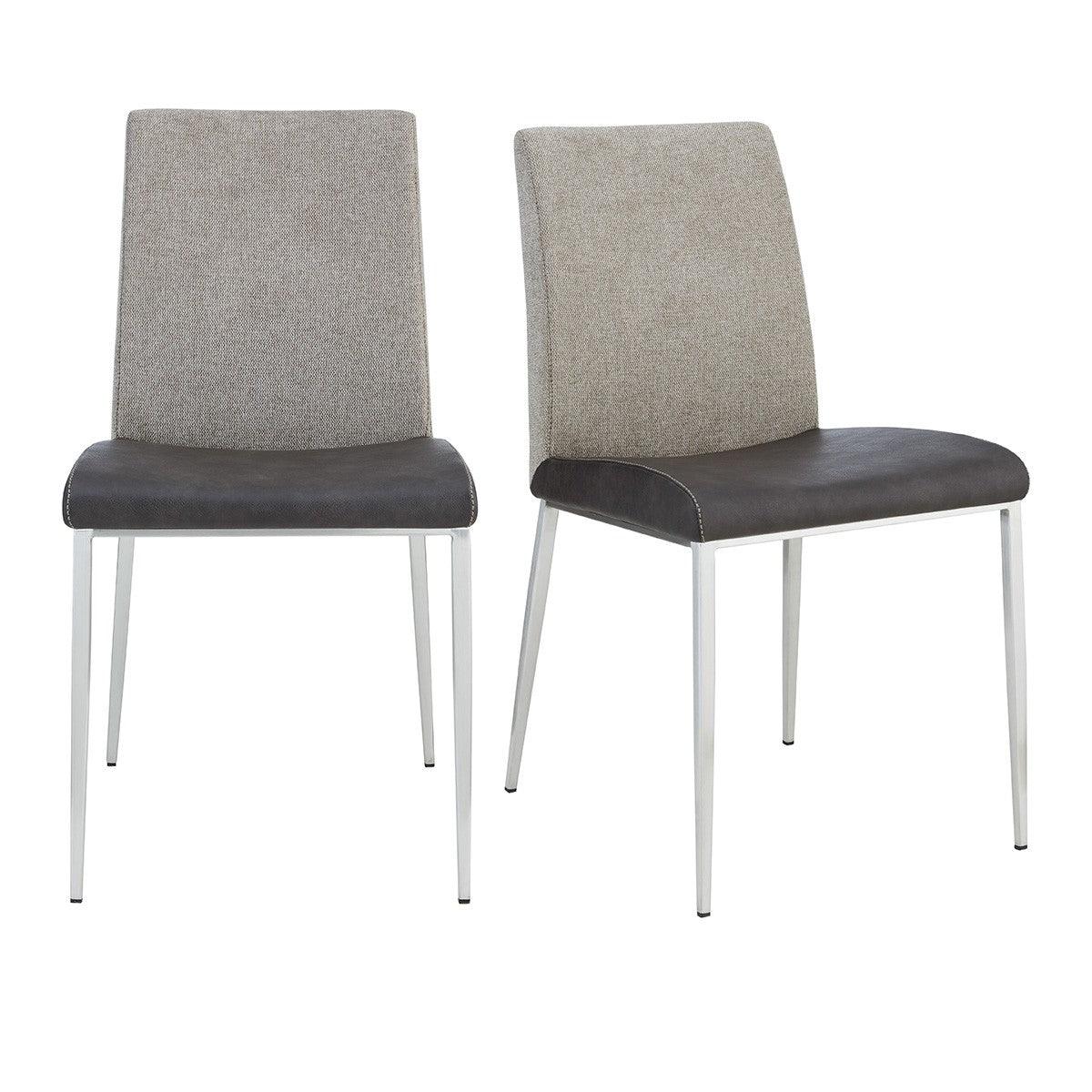 Set of Two Dark Brown and Gray Stainless Steel Chairs - AFS