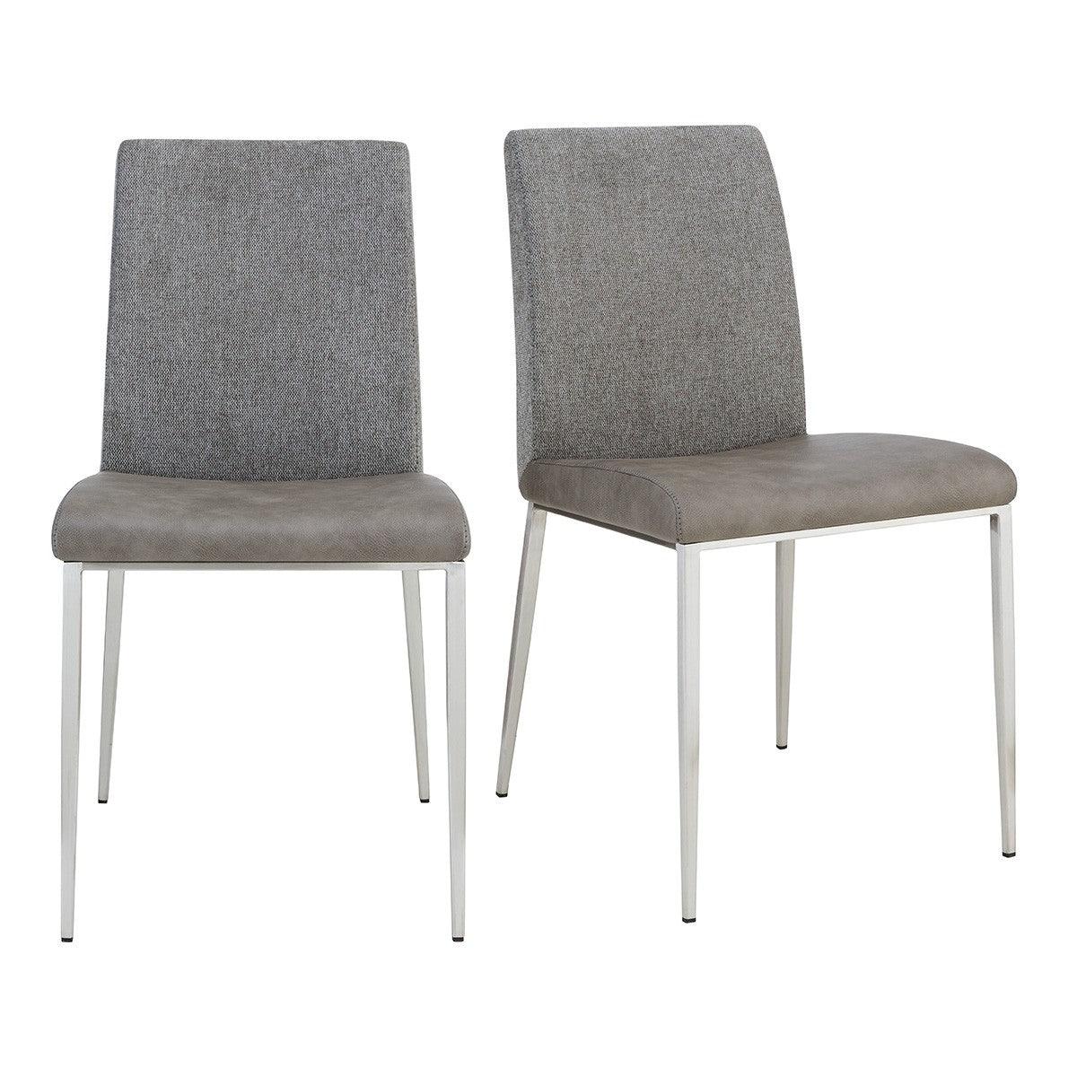 Set of Two Light Brown and Gray Stainless Steel Chairs - AFS