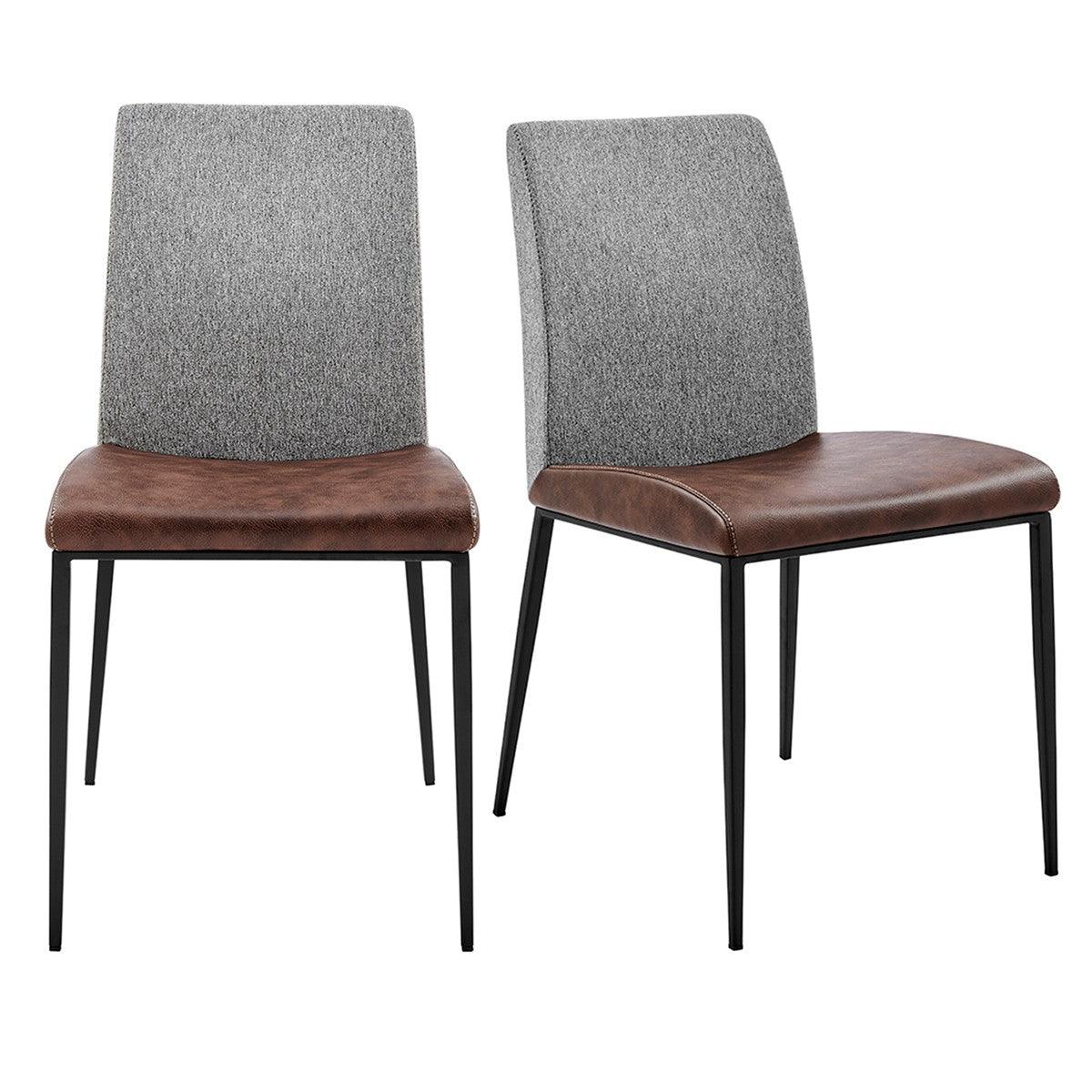 Set of Two Brown and Light Gray Stainless Steel Chairs - AFS