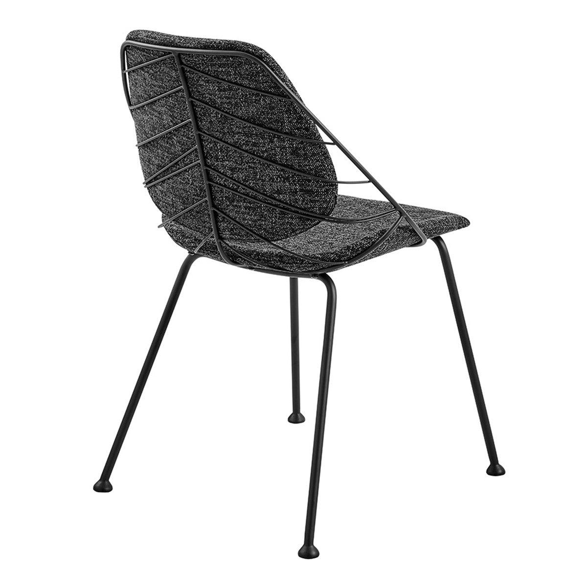 Set of Two Leaf Dark Gray Fabric and Black Dining Chairs - AFS