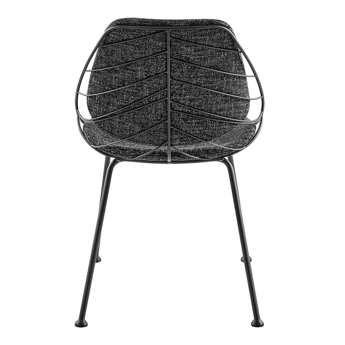 Set of Two Leaf Dark Gray Fabric and Black Dining Chairs - AFS