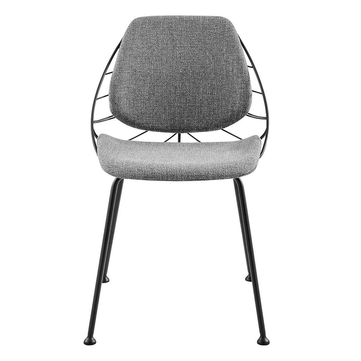 Set of Two Leaf Light Gray Fabric and Black Dining Chairs - AFS