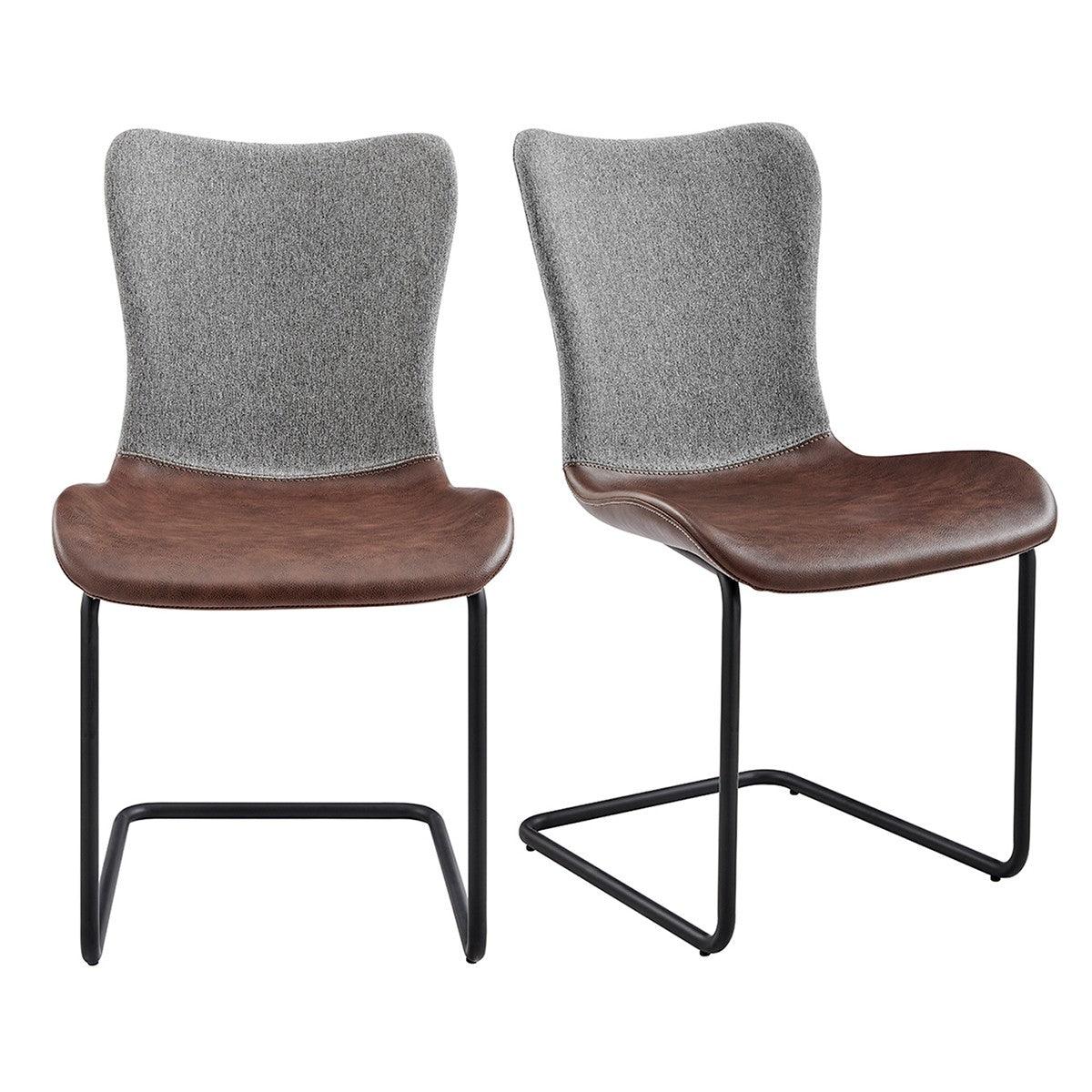 Set of Two Brown Metro Mix Cantilever Dining Chairs - AFS